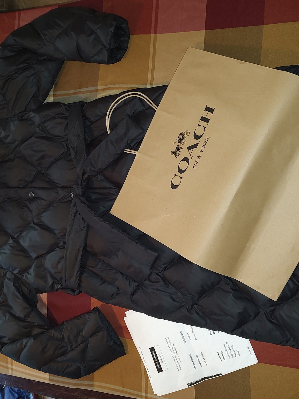 COACH Black Quilted Down Coat